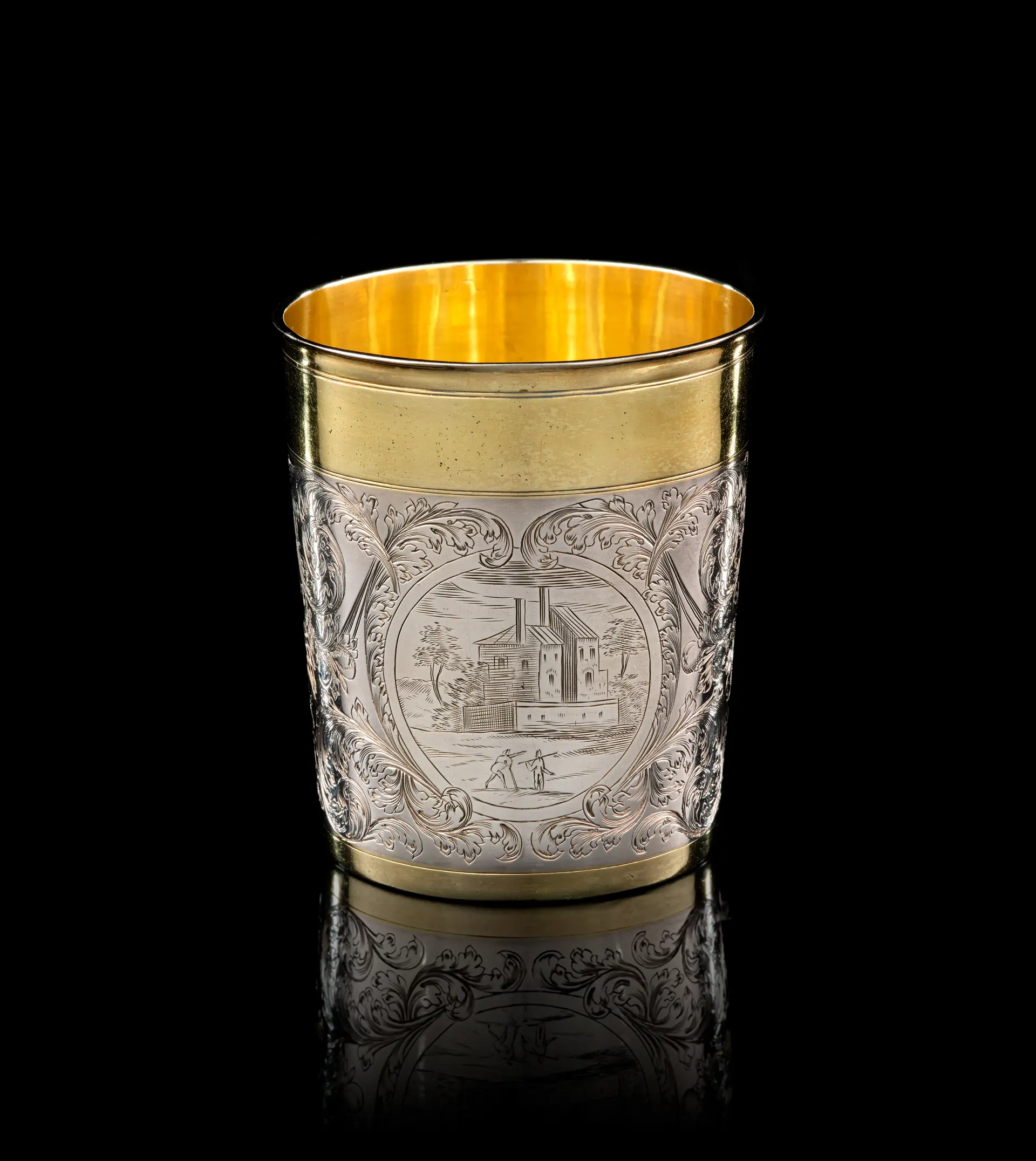 A German parcel-gilt silver beaker, Johann Betz, Augsburg, 1697