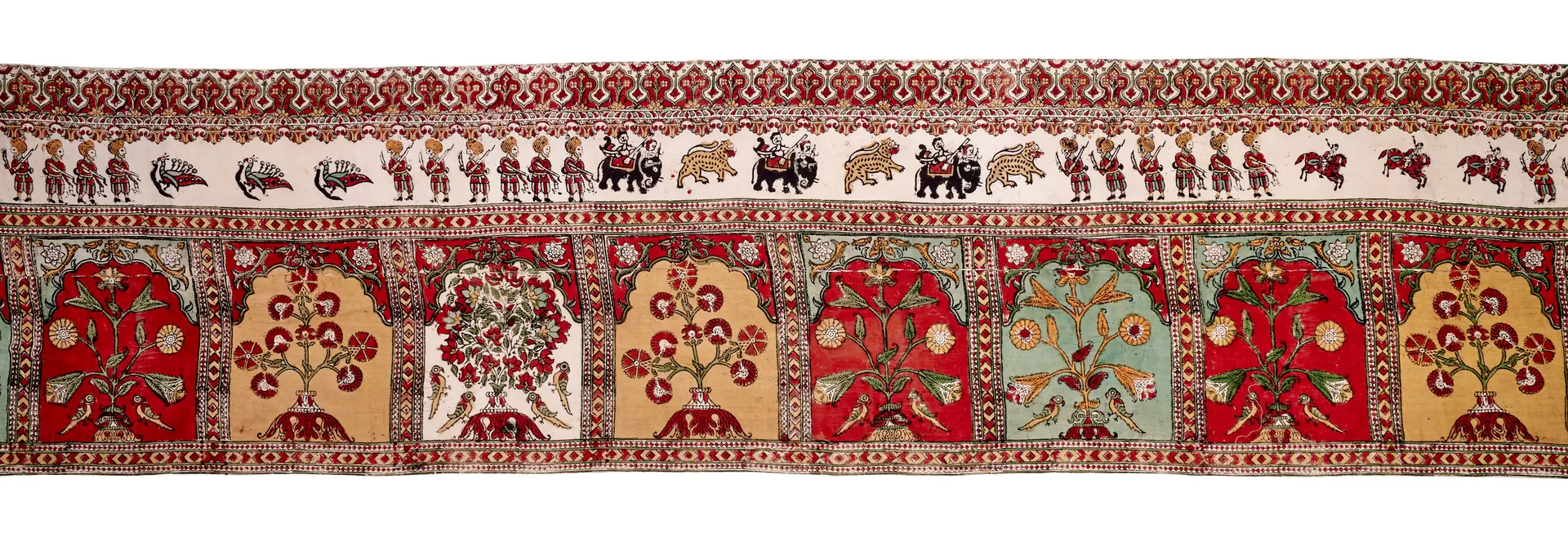 A Long Painted and Printed Cotton Tent Panel