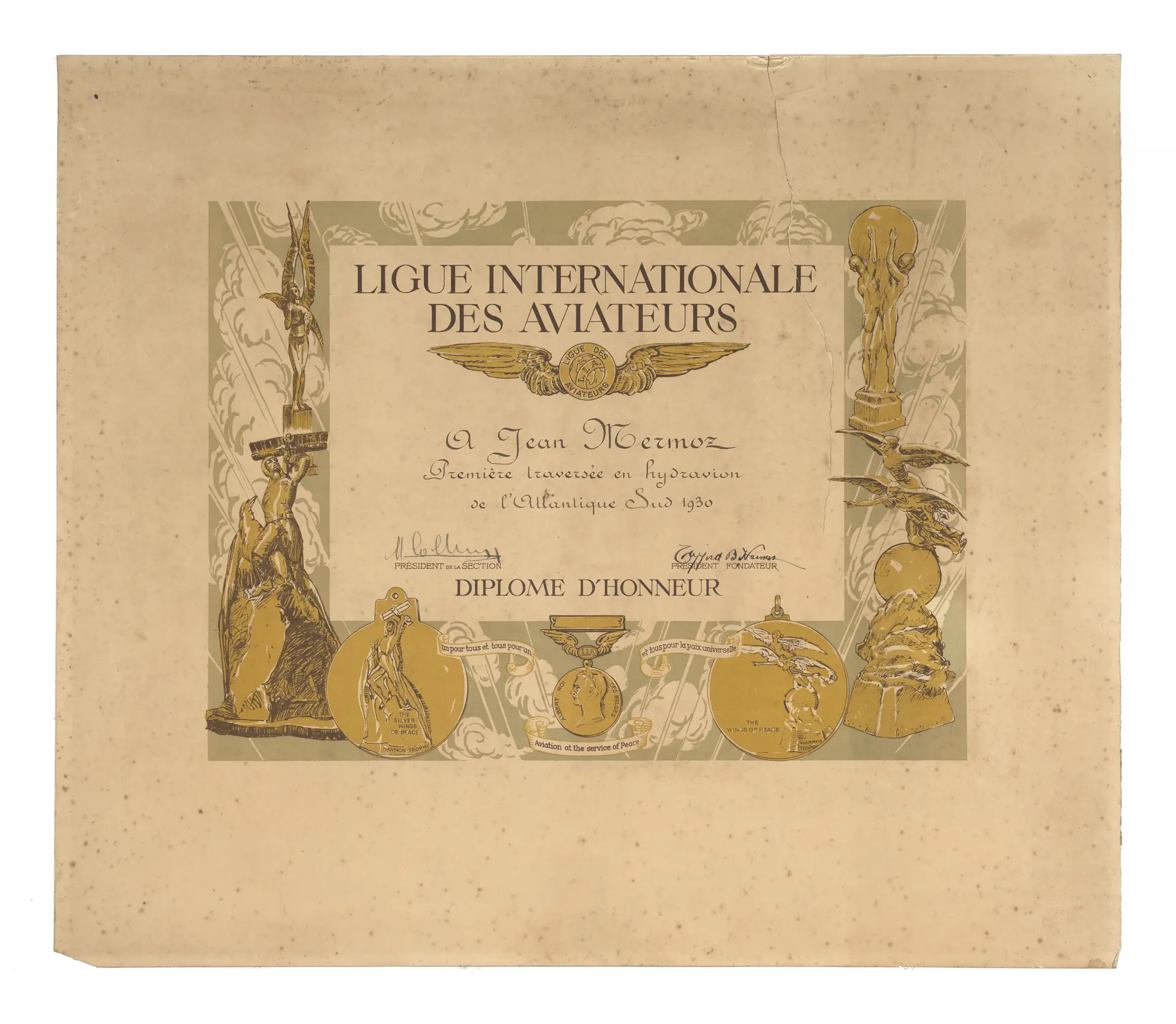 DIPLÔME DE LA LIGUE INTERNATIONALE DES AVIATEURS