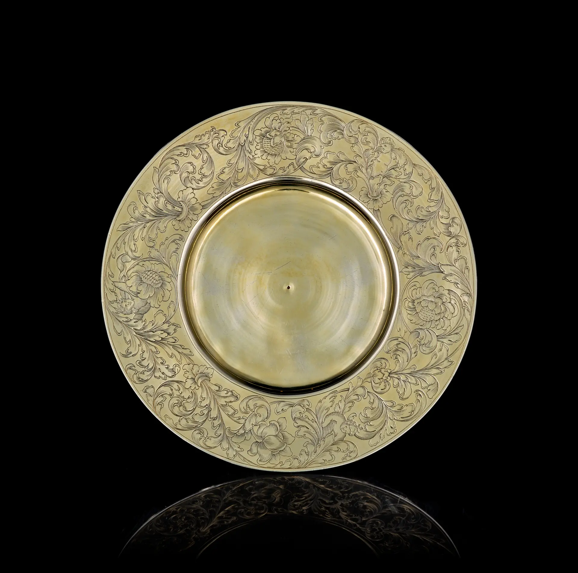 A German silver-gilt plate, Johann Christoph I Treffler, Augsburg, 1695-1699