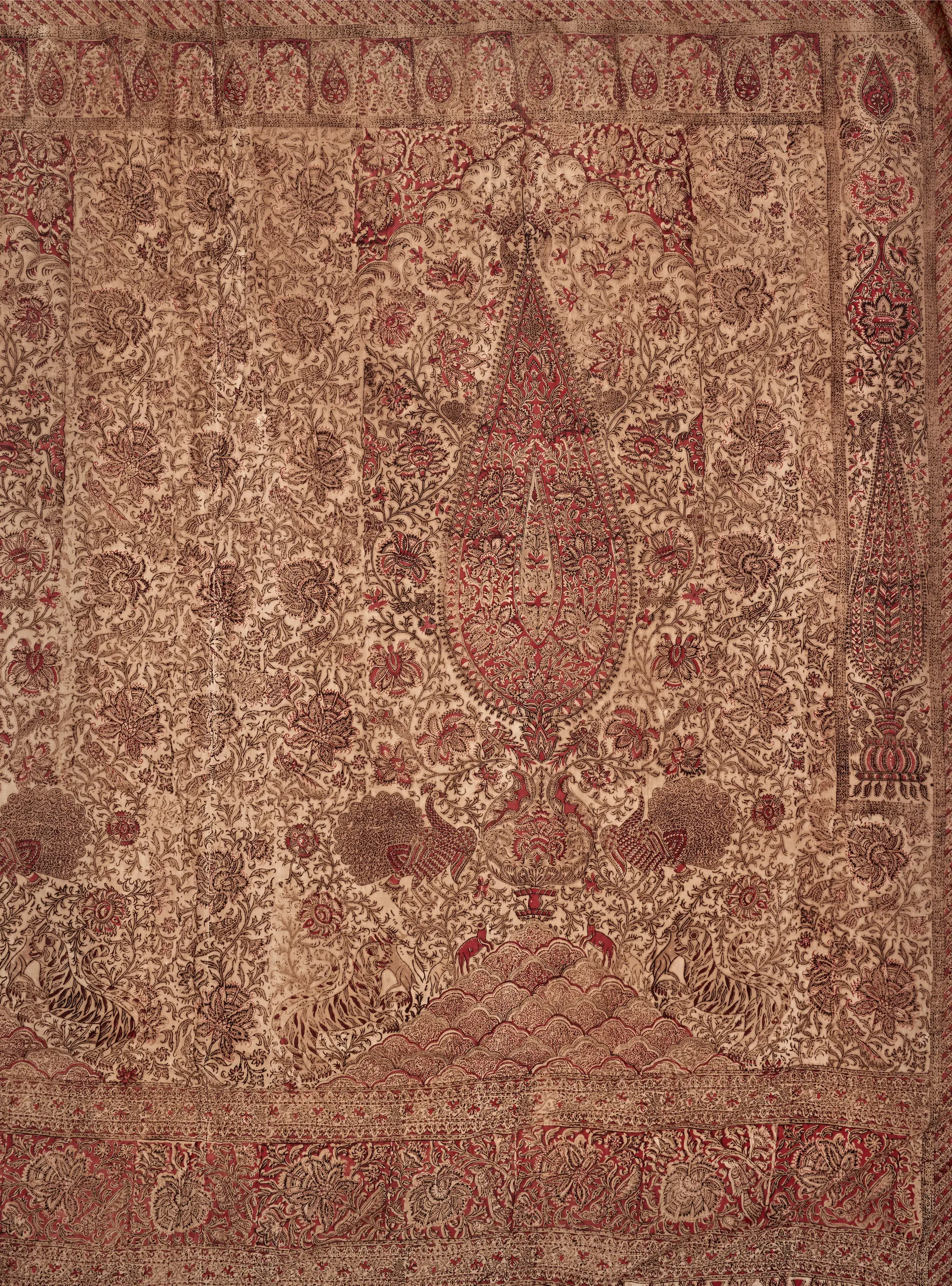 A Large Kalamkari Hanging with Two Trees of Life