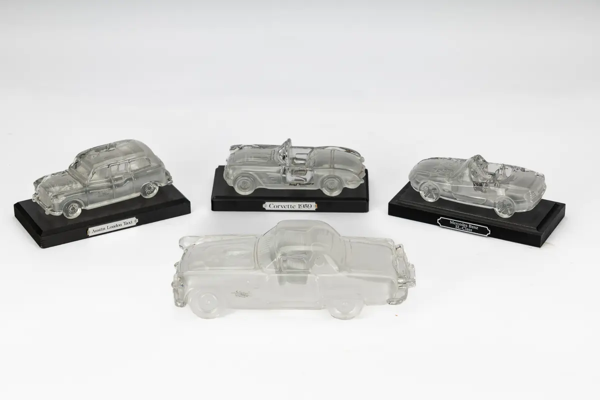 Set of 4 German-made crystal models by Hofbauer, West Germany, Circa