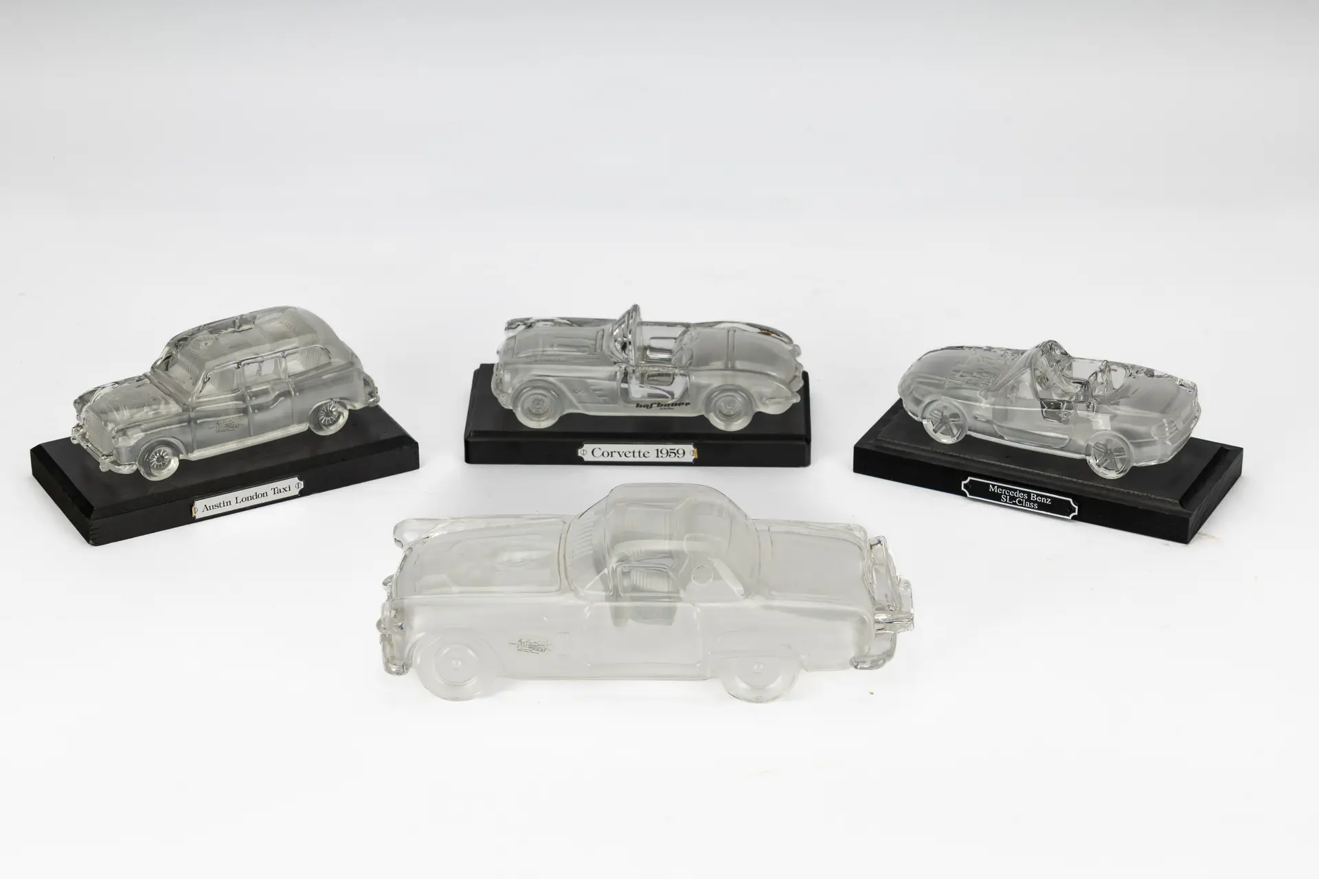 Set of 4 German-made crystal models by Hofbauer, West Germany, Circa