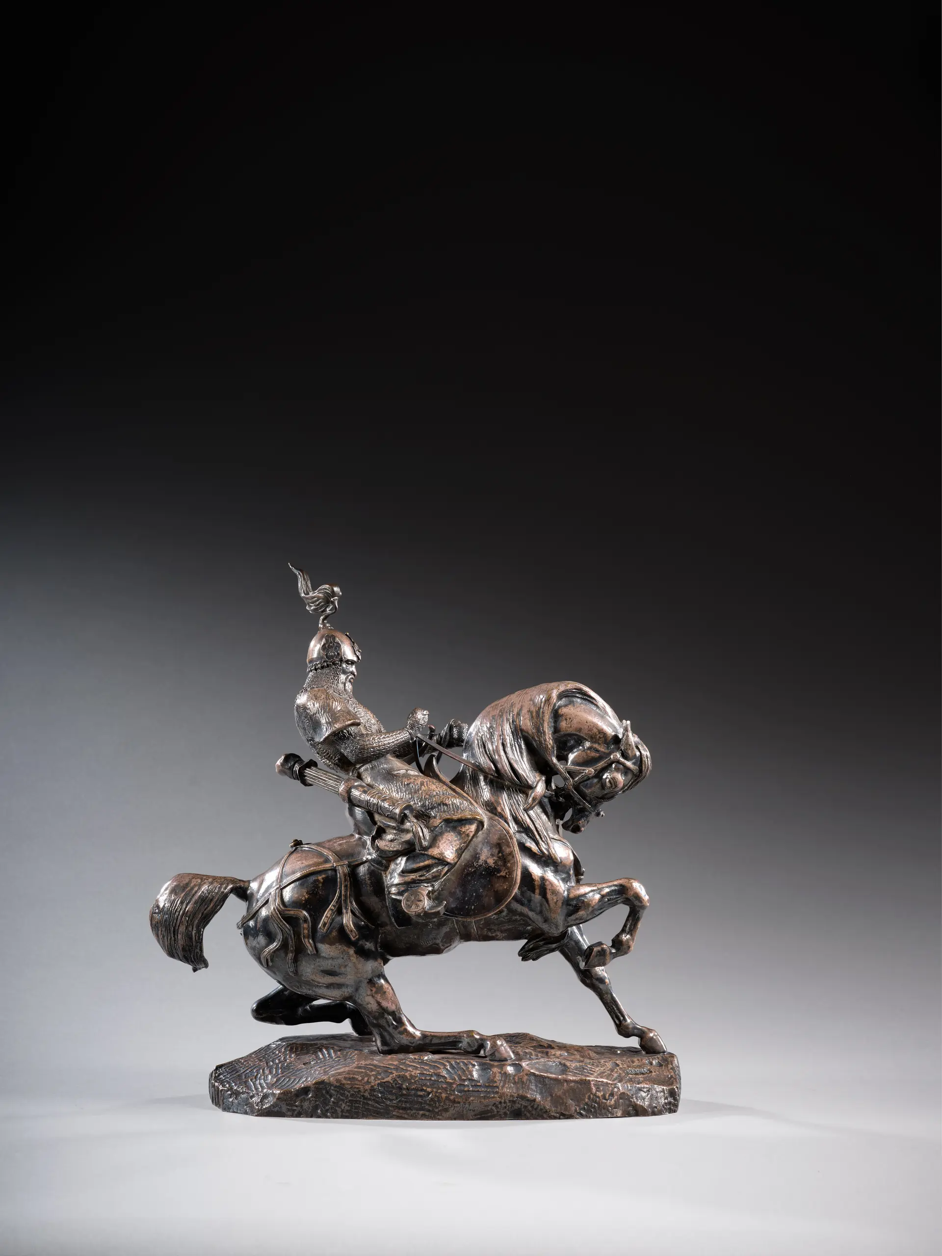 Antoine-Louis BARYE Paris, 1795 - 1875 Guerrier tartare arrêtant son cheval