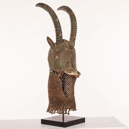African Carved Wood Antelope Mask
