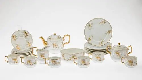 Gardner Russian Porcelain Floral Tea Set, Moscow