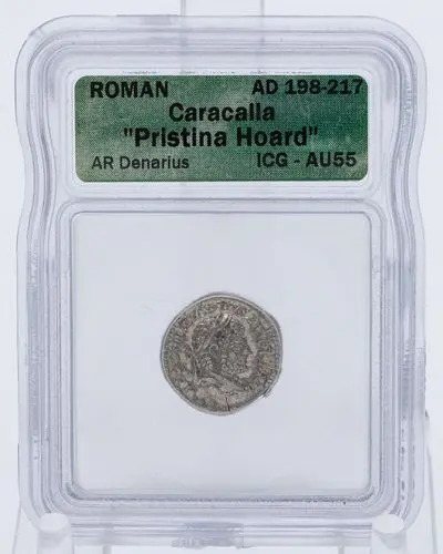 Roman Coin, Caracalla Pristina Hoard, AU55