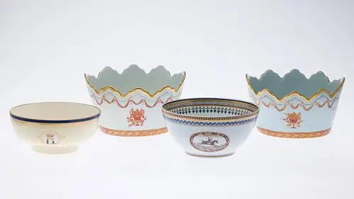 Pair of Mottahedeh Planters, Bowl and a Spode Bowl