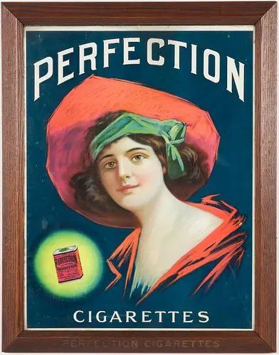 Perfection Enamel Framed Cigarette Sign