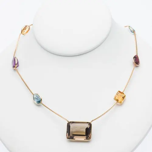 Multi Gem and 14K Gold Necklace