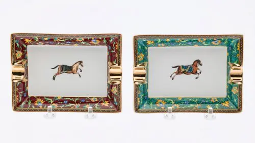 Two Hermes Cheval d'Orient Porcelain Ashtrays
