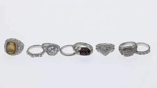8 Judith Ripka Sterling Silver and CZ Rings