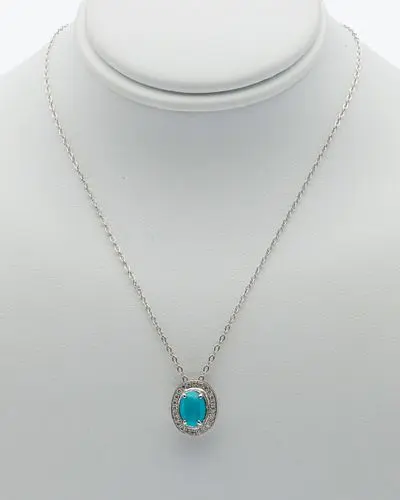 18K White Gold, Turquoise and Diamond Pendant