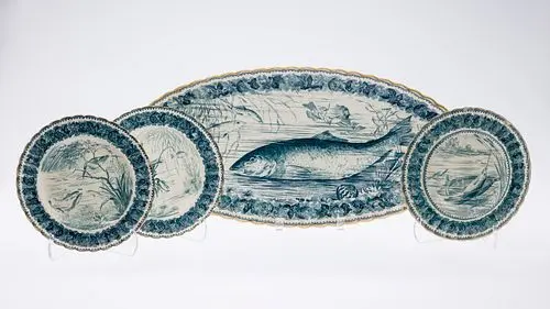Copeland Fish Platter and Three Plates