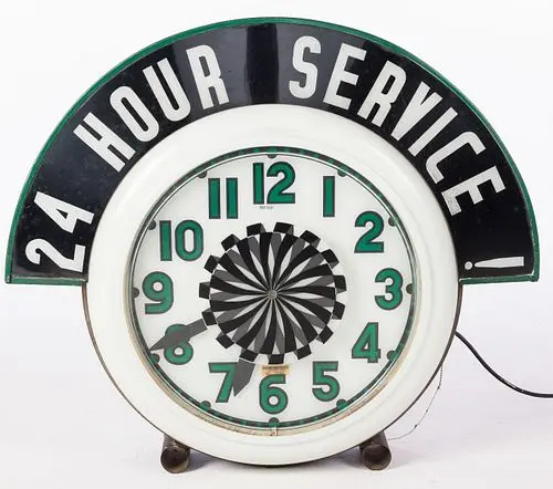 Electric Neon Clock Co. 24 Hour Service Clock