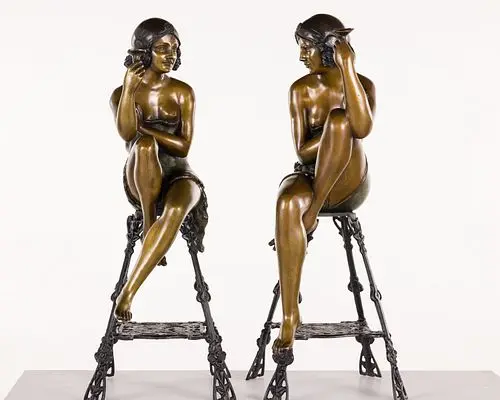 After Ferdinando Deluca, 2 Bronze Champagne Girls