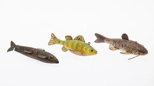 3 Vintage Painted Wood Fishing Lures