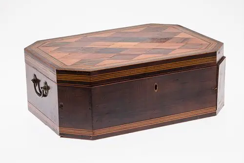 English Parquetry Octagonal Box, 19th Century