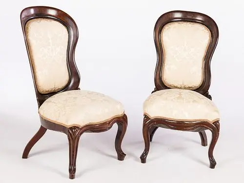 Pr Rosewood Side Chairs, Attrib John Henry Belter NY