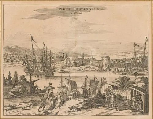 Early St. Augustine, Florida View, London, 1671