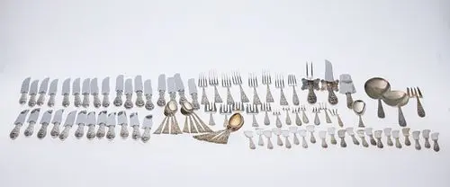 Misc Sterling Repousse Flatware Set including Stieff