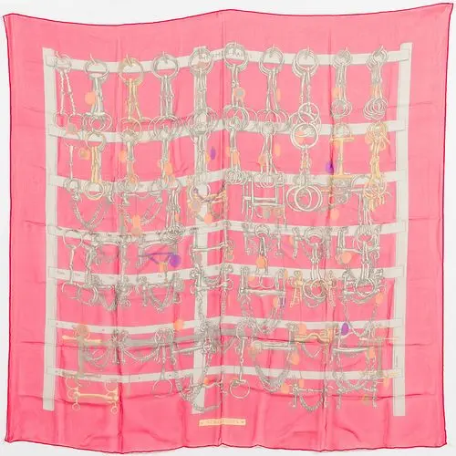 Hermes Mors et Filets Chiffon Scarf
