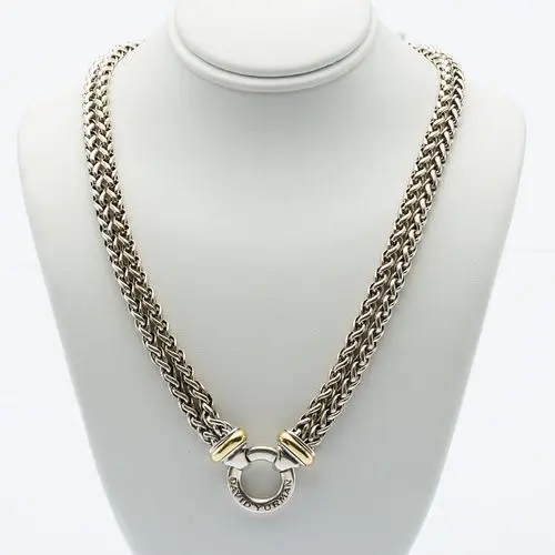 Yurman Sterling & 18K Double Wheat Chain Necklace