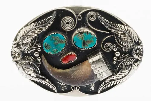 Native American Men's Silver Buckle with Claw