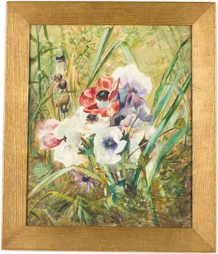 Ruth Mercier (Swiss, 1880-1913) Anenomes, Watercolor