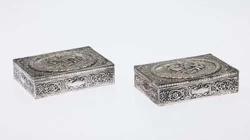 Pair of Italian Silver Repousse Boxes