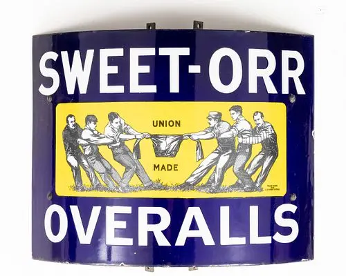 Vintage Sweet-Orr Overalls Porcelain Corner Sign