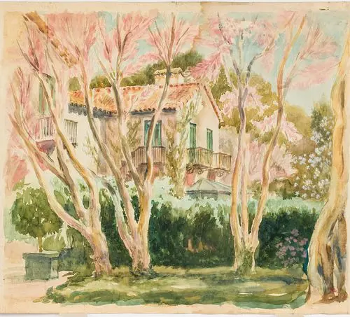 Christopher Murphy Jr, House wPink Crepe Myrtles W/C