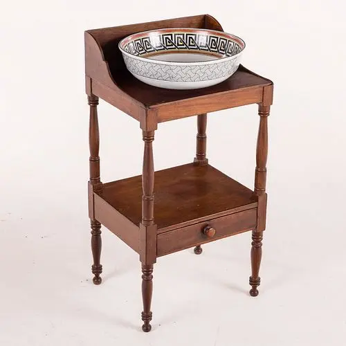 Federal Washstand with Ceramic Wash Bowl, 19th C