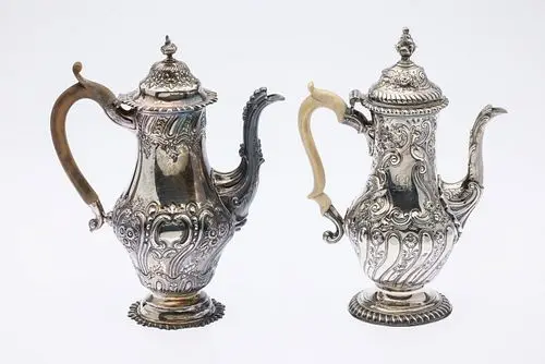 Two George III Sterling Silver Coffee Pots, 18th C
