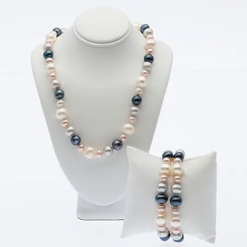 Pearl Necklace & Bracelet with 14K Gold Clasps