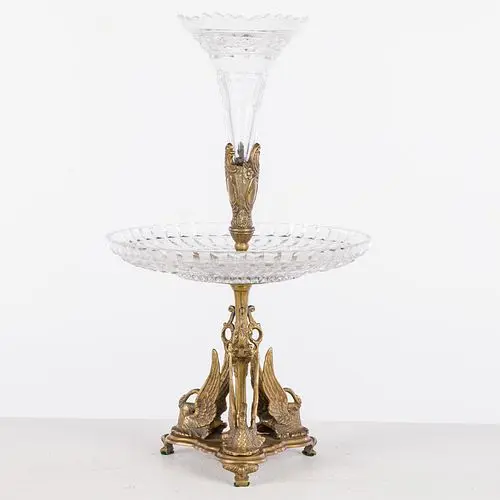 French Gilt Metal and Glass Centerpiece, 19th C