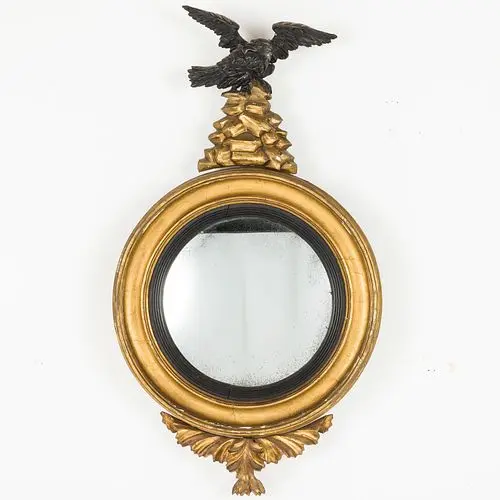 Regency Giltwood Convex Mirror, 1st Quarter 19th C