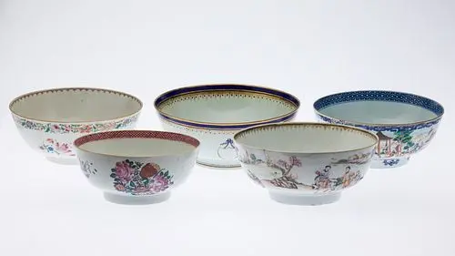 Five Chinese Export Bowls, 18th Century