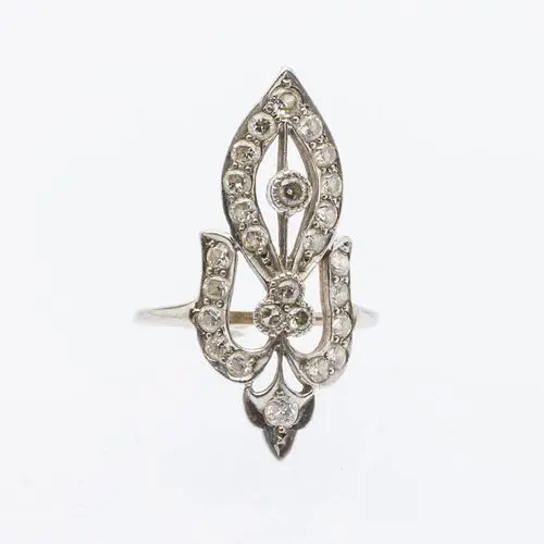 Art Deco Platinum and Diamond Ring, Size 6