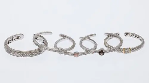 5 Judith Ripka Sterling Silver Bangle Bracelets