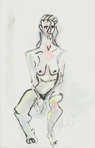 Illegibly Signed, Untitled, Watercolor on Paper