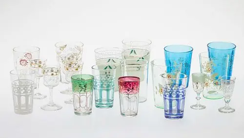Set of Miscellaneous Floral Painted Glasses, 21 pcs.