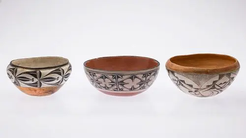Acoma Polychrome Decorated Bowl and Two Other Bowls