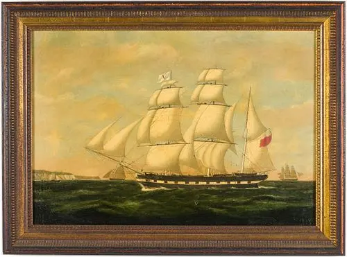 Unsigned, Masted Ship Agnes, Oil on Canvas