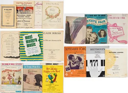Group of Music Sheets and Other Paper Material