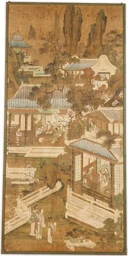 Chinese Painted Wall Panel, Probably 18th century