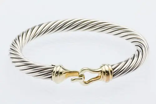David Yurman Sterling & 14K Buckle Cable Bracelet