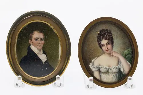 Two Unsigned Portrait Miniatures, 19th Century