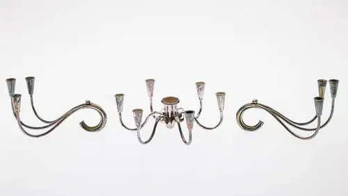 3 Danish Carl Christensen Silverplate Candle Holders