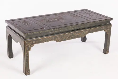 Chinese Style Black Lacquer Coffee Table, 20th C